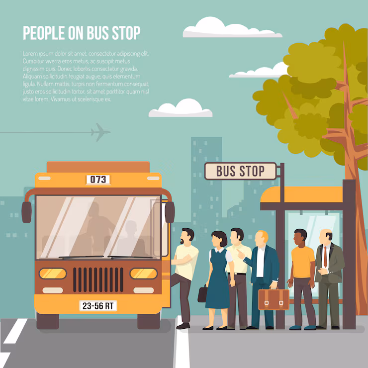 City Bus Stop Flat Poster