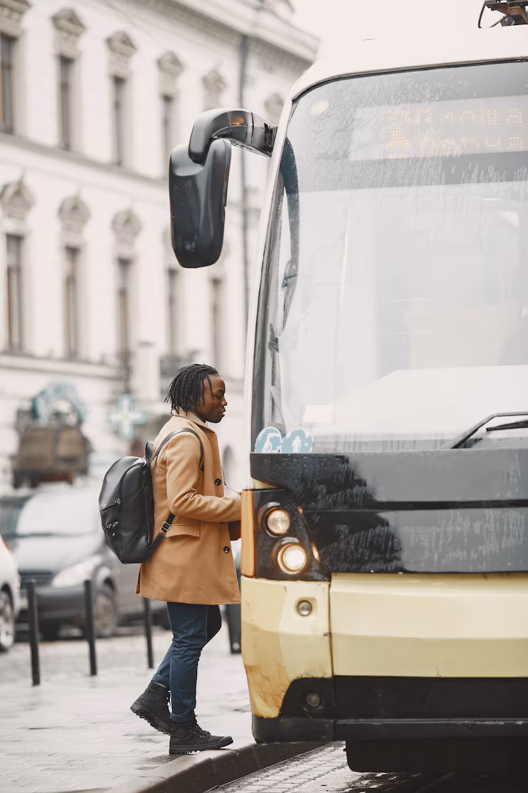 Handsome Afro American man in a autumn city