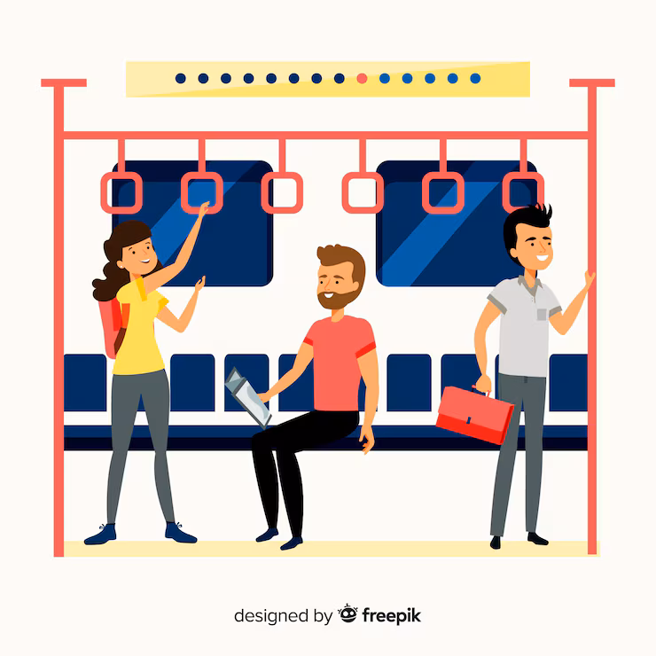 People on the subway flat design