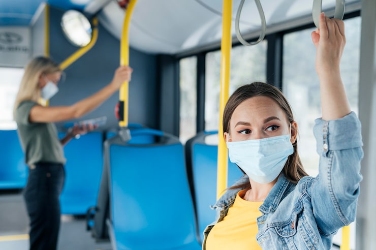 Social distancing concept in public transportation