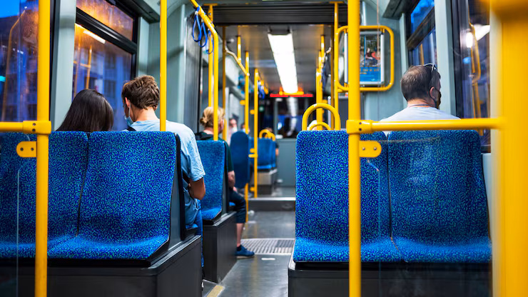 View of the interior of a tram in Frankfurt Germany